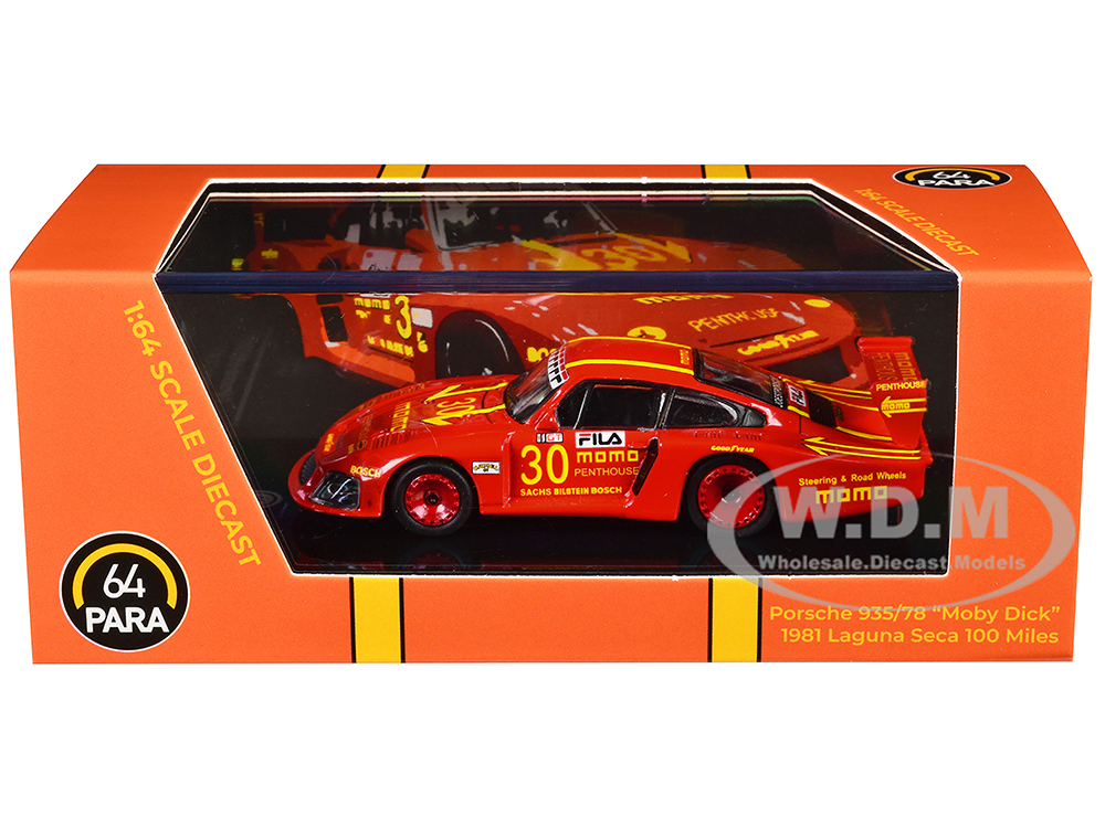Porsche 935/78 Moby Dick #30 Gianpiero Moretti Momo - Penthouse Laguna Seca 100 Miles (1981) 1/64 Diecast Model Car by Paragon Models