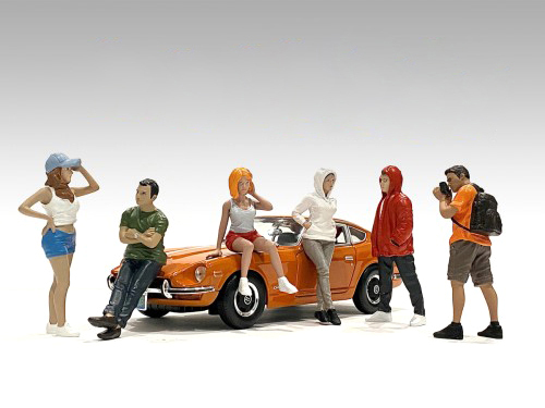 "Car Meet 2" 6 piece Figurine Set for 1/24 Scale Models by American Diorama