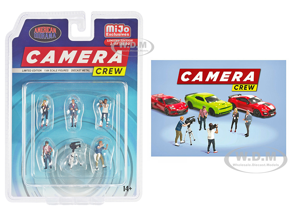 "Camera Crew" 6 piece Diecast Figure Set (5 Figures 1 camera) Limited Edition to 3600 pieces Worldwide for 1/64 Scale Models by American Diorama