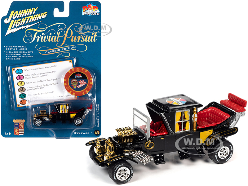 Barris Koach (George Barris) Black with Red Interior with Poker Chip (Collector Token) and Game Card "Trivial Pursuit" "Pop Culture" Series 1/64 Diec