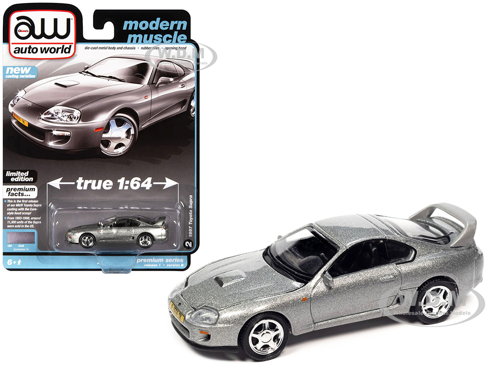 1997 Toyota Supra Quicksilver Metallic Modern Muscle Limited Edition 1/64 Diecast Model Car by Auto World