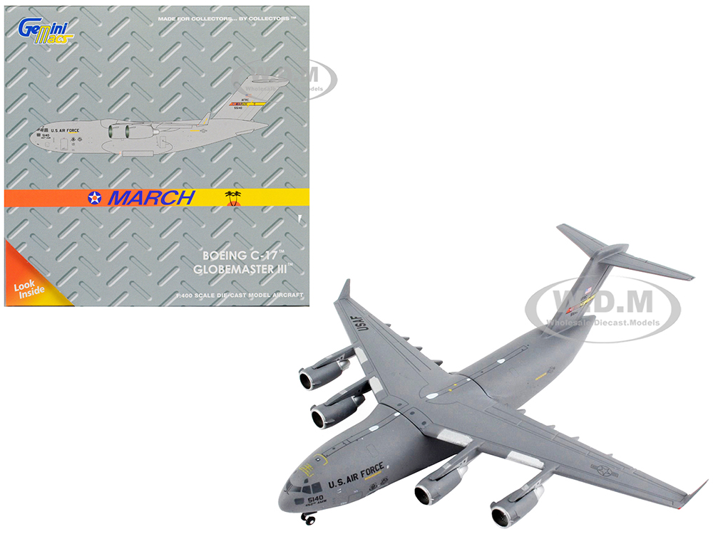 Boeing C-17 Globemaster III Transport Aircraft March Air Reserve Base California United States Air Force Gemini Macs Series 1/400 Diecast Model Airplane by GeminiJets