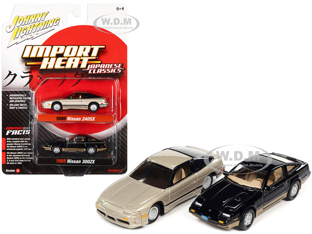 1985 Nissan 300ZX Thunder Black Body with Gold Trim and 1990 Nissan 240SX Champagne Gold Pearl with Black Stripes 