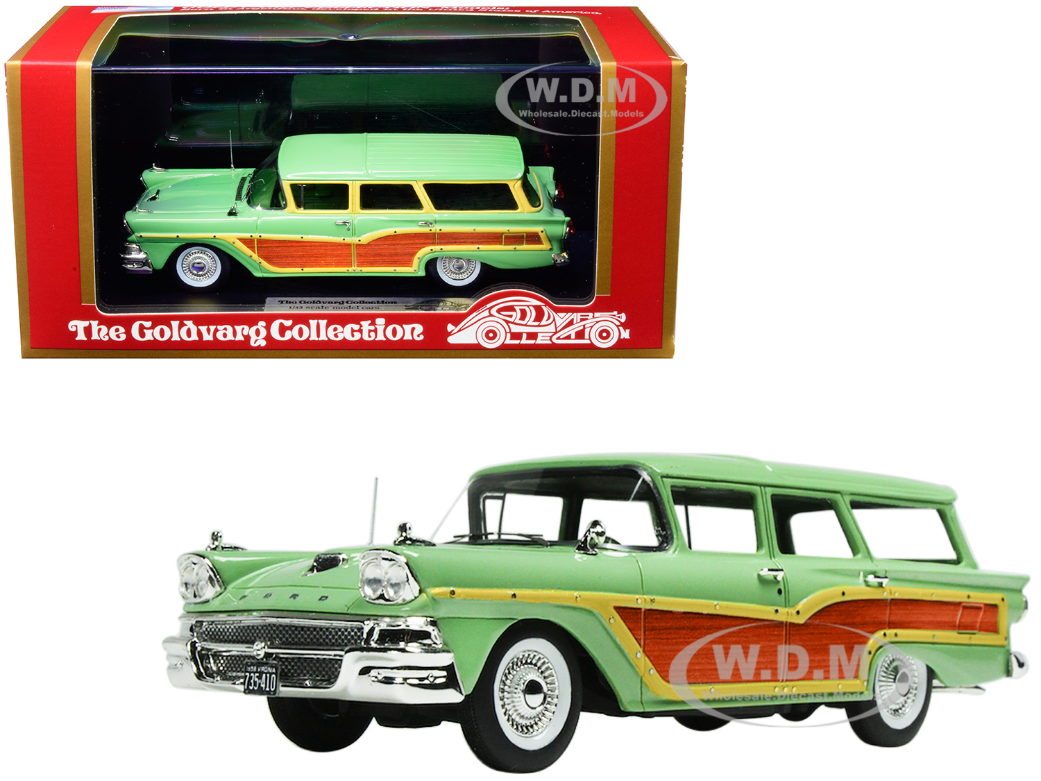 1958 Ford Country Squire Seaspray Green With Woodgrain Panels And "vote For Kennedy" Bumper Sticker Limited Edition To 235 Pieces Worldwide 1/43 Mode