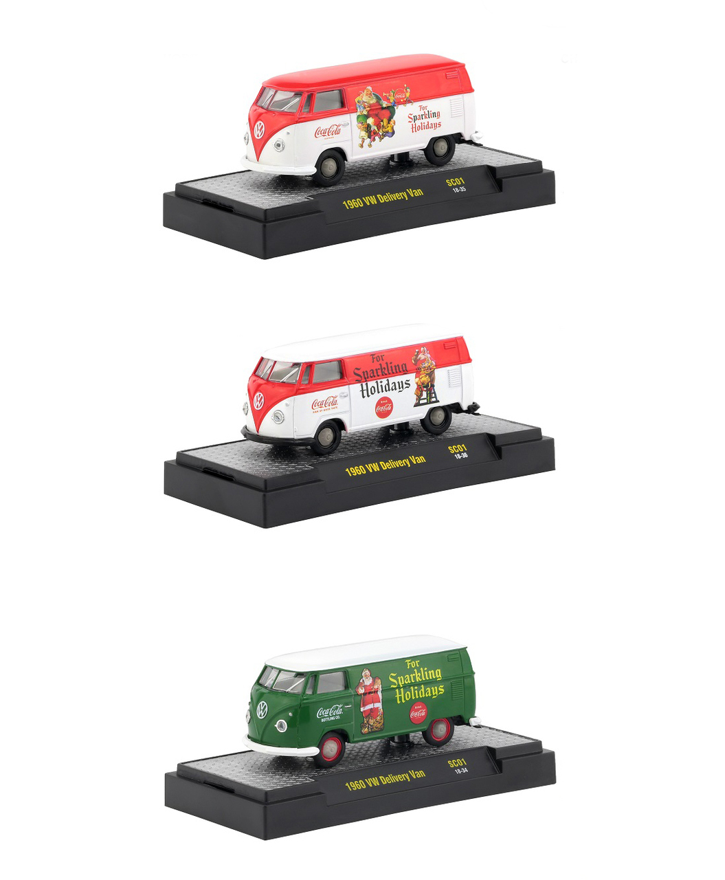 Coca-Cola Santa Claus Release Set of 3 Cars Limited Edition to 4800 pieces Worldwide Hobby Exclusive 1/64 Diecast Models by M2 Machines