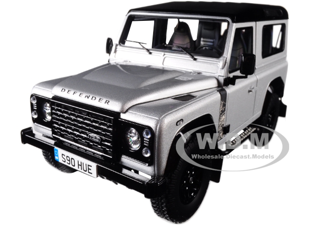 2015 Land Rover Defender 90 2000000 Edition Indus Silver Metallic with Black Top Limited Edition to 1999 pieces Worldwide 1/18 Diecast Model Car by Almost Real