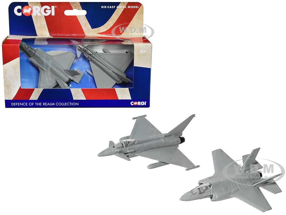 Lockheed Martin F-35 Lightning II Aircraft and Eurofighter Typhoon Aircraft (Unmarked) Set of 2 Pieces "Defence of the Realm Collection" Diecast Mode