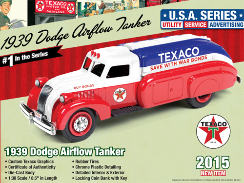 1939 Dodge Airflow Tanker "Texaco" (2015) Series 1 Limited Edition of 1060pc 1/38 Diecast Model by Auto World