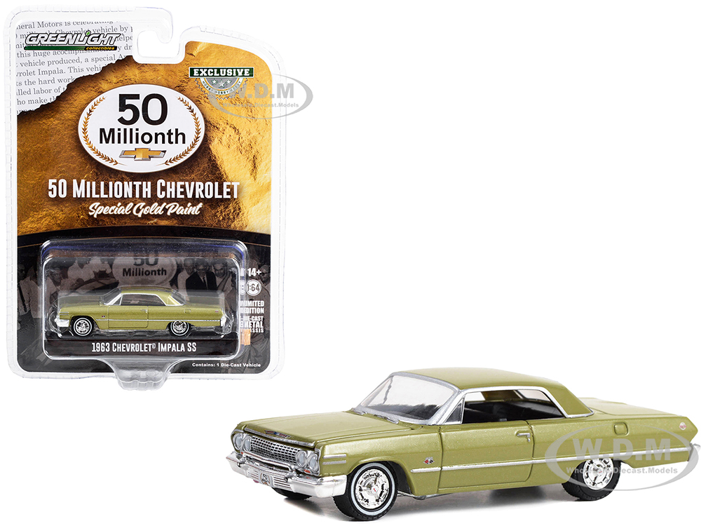 1963 Chevrolet Impala SS Special Gold Metallic Paint 50 Millionth Chevrolet Produced Hobby Exclusive Series 1/64 Diecast Model by Greenlight