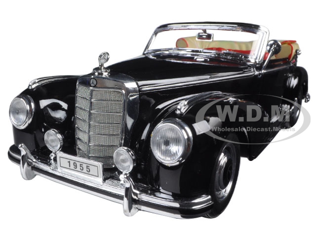 Image of 1955 Mercedes 300S Convertible Black 1/18 Diecast Model Car by Welly