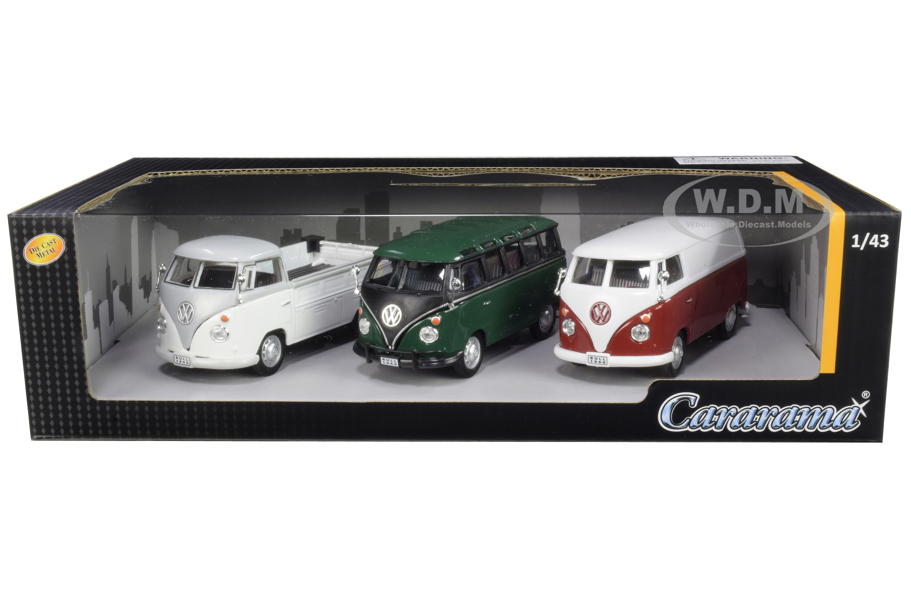 Volkswagen Buses 3 piece Gift Set 1/43 Diecast Model Cars by Cararama