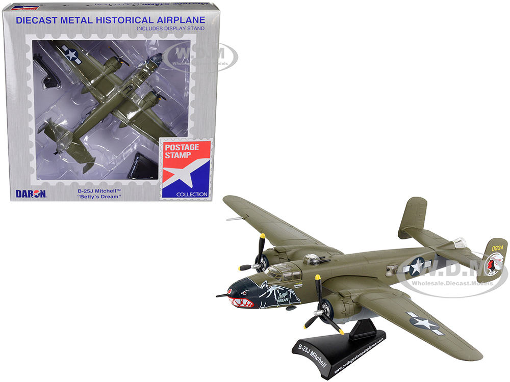 North American B-25J Mitchell Bomber Aircraft "Bettys Dream" United States Air Force 1/100 Diecast Model Airplane by Postage Stamp