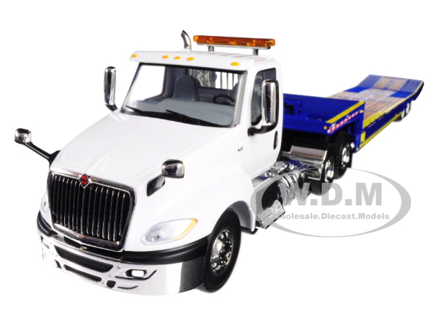 International Lt Day Cab With "ledwell" Hydratail Trailer White And Blue 1/34 Diecast Model By First Gear