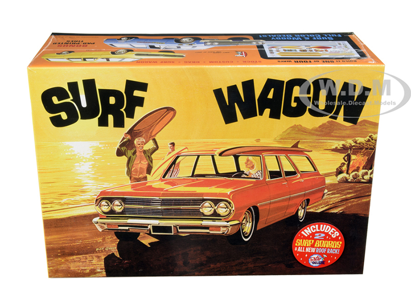 Skill 2 Model Kit 1965 Chevrolet Chevelle Surf Wagon with Two Surf Boards 4 in 1 Kit 1/25 Scale Model by AMT