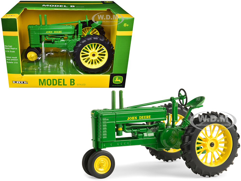 Image of John Deere Early Styled Model B Tractor Green 1/16 Diecast Model by ERTL TOMY