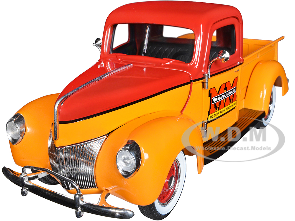 1940 Ford Pickup Truck "Minneapolis Moline" Orange and Red with Black Stripes 1/25 Diecast Model Car by SpecCast