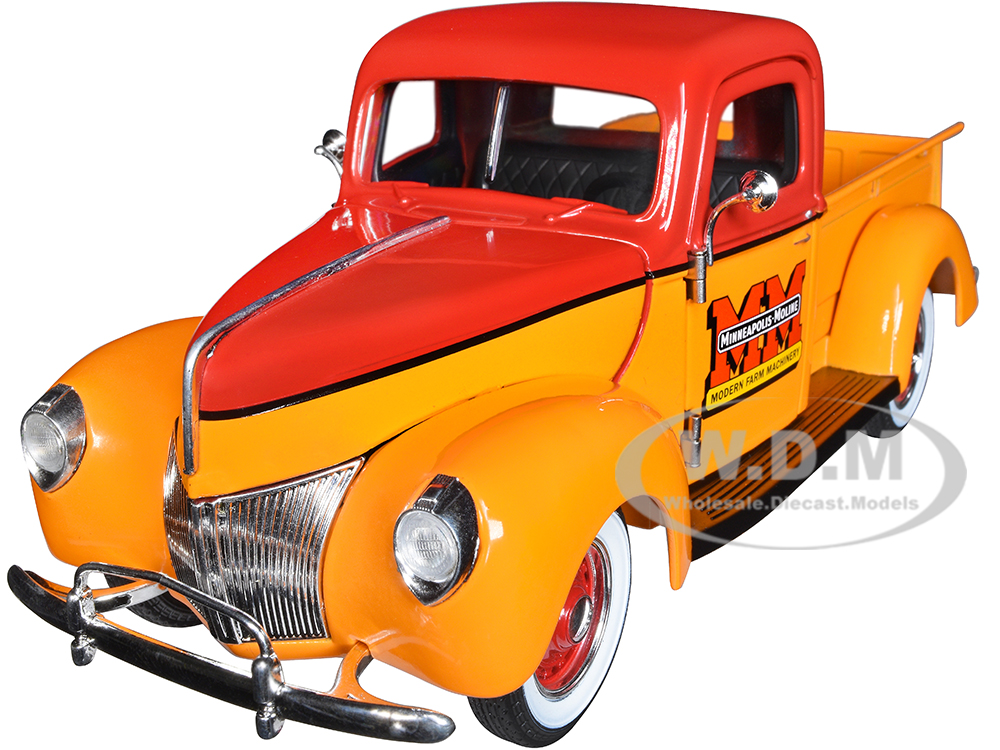 1940 Ford Pickup Truck Minneapolis Moline Orange and Red with Black Stripes 1/25 Diecast Model Car by SpecCast
