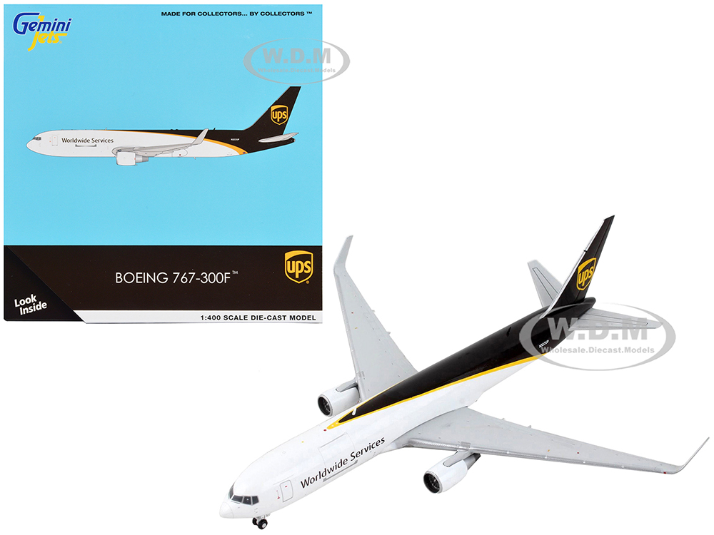 Boeing 767-300F Commercial Aircraft UPS (United Parcel Service) - Worldwide Services White And Dark Brown 1/400 Diecast Model Airplane By GeminiJet
