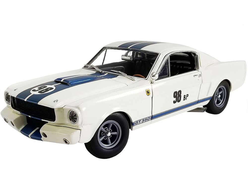 1965 Ford Mustang Shelby GT350R Prototype 98 Ken Miles "The Flying Mule" White with Blue Stripes Limited Edition to 1450 pieces Worldwide 1/18 Diecas