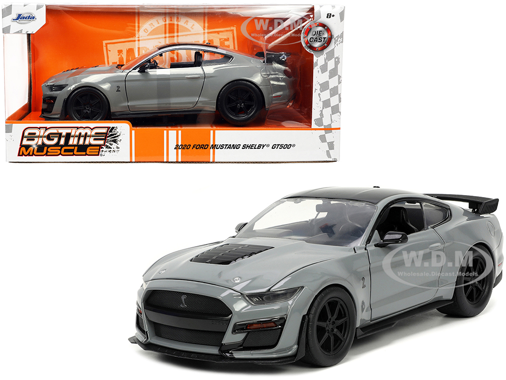 2020 Ford Mustang Shelby GT500 Gray with Black Top Bigtime Muscle Series 1/24 Diecast Model Car by Jada