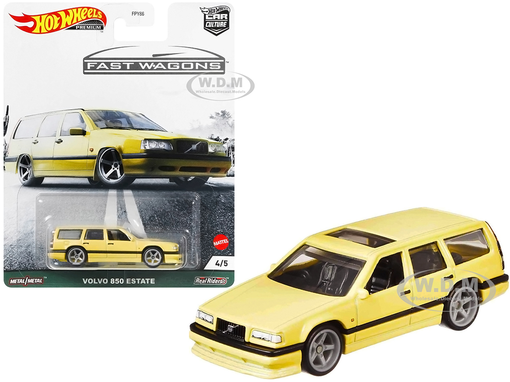 Volvo 850 Estate RHD (Right Hand Drive) with Sunroof Light Yellow Fast Wagons Series Diecast Model Car by Hot Wheels