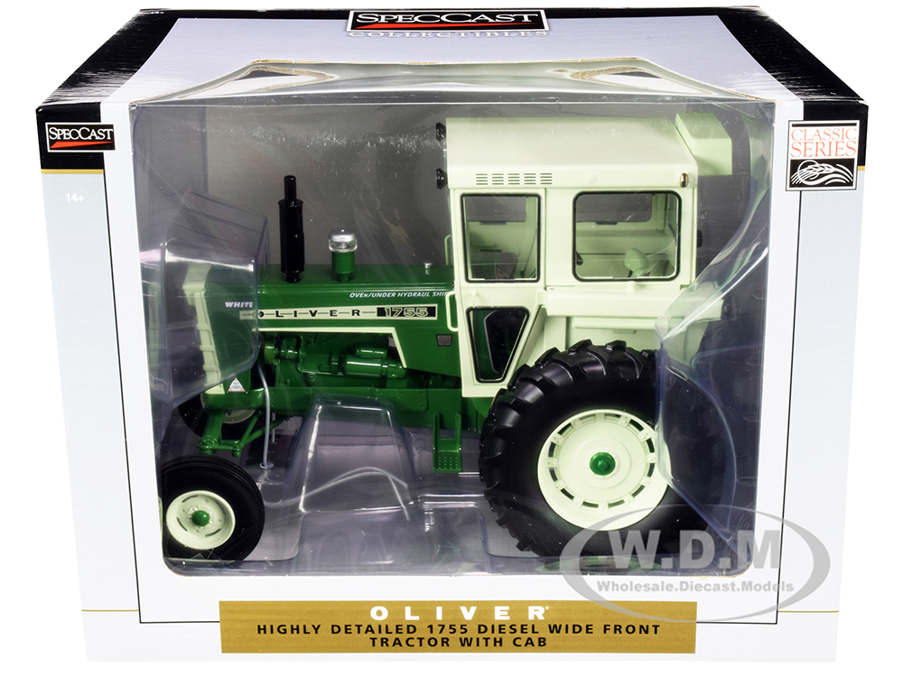 Oliver 1755 Diesel Wide Front Tractor with Cab Dark Green and Light Green "Classic Series" 1/16 Diecast Model by SpecCast