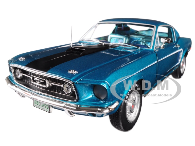 Image of 1968 Ford Mustang GT 22 Aqua Blue "Class of 68" 50th Anniversary Limited Edition to 1002 pieces Worldwide 1/18 Diecast Model Car by Autoworld