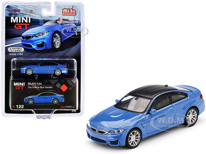Image of BMW M4 (F82) Yas Marina Blue Metallic with Carbon Top Limited Edition to 2400 pieces Worldwide 1/64 Diecast Model Car by True Scale Miniatures