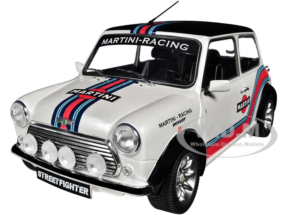 1998 Mini Cooper Sport White Metallic with Black Top and Stripes "Martini Racing" 1/18 Diecast Model Car by Solido