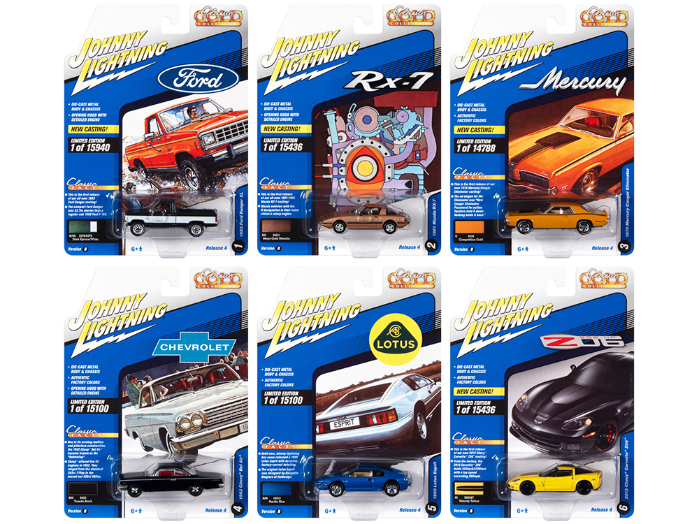 "Classic Gold Collection" 2021 Set B of 6 Cars Release 4 1/64 Diecast Model Cars by Johnny Lightning