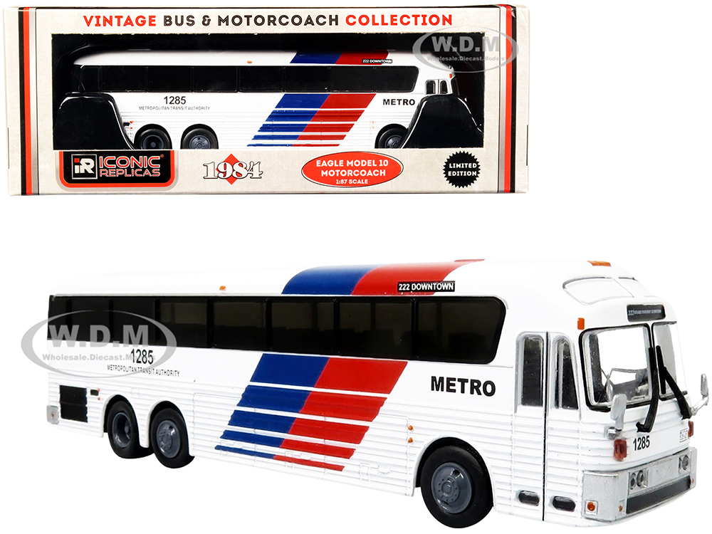 1984 Eagle Model 10 Motorcoach Bus #222 Grand Parkway Downtown Houston Metropolitan Transit Authority (Texas) Vintage Bus & Motorcoach Collection 1/87 (HO) Diecast Model by Iconic Replicas