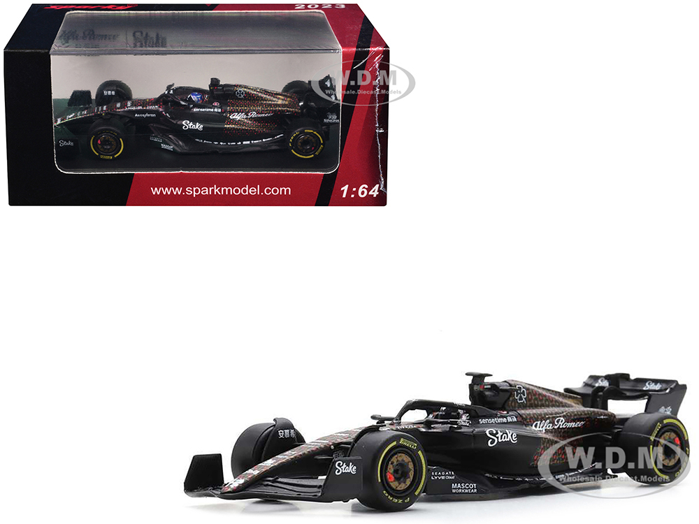Alfa Romeo C43 77 Valtteri Bottas "Team Stake" Formula One F1 "Las Vegas GP" (2023) 1/64 Diecast Model Car by Sparky