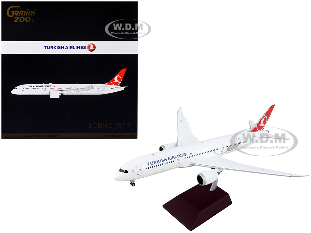 Boeing 787-9 Commercial Aircraft Turkish Airlines White with Red Tail Gemini 200 Series 1/200 Diecast Model Airplane by GeminiJets