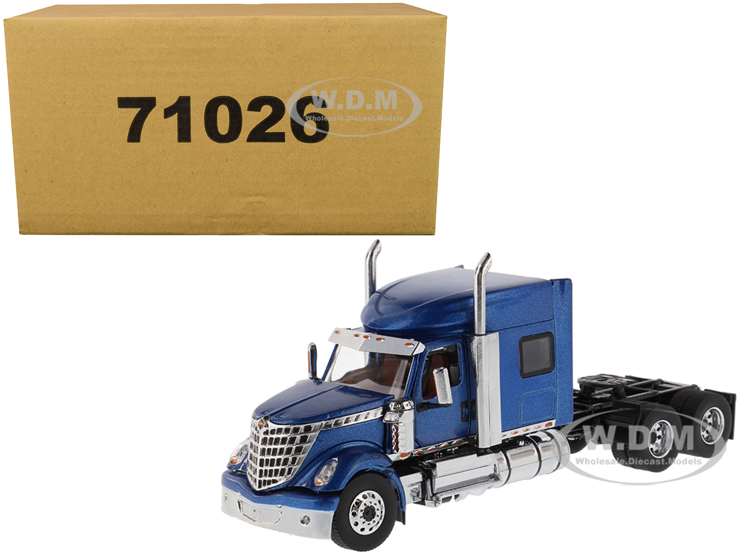 International Lonestar Sleeper Cab Truck Tractor Blue 1/50 Diecast Model By Diecast Masters