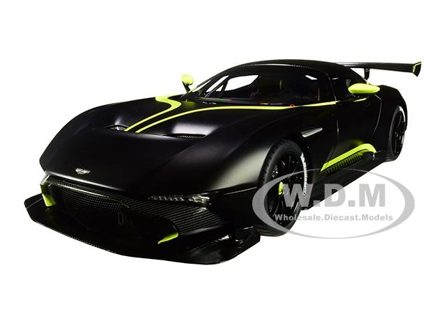 Aston Martin Vulcan Matt Black With Lime Green Stripes 1/18 Model Car By Autoart