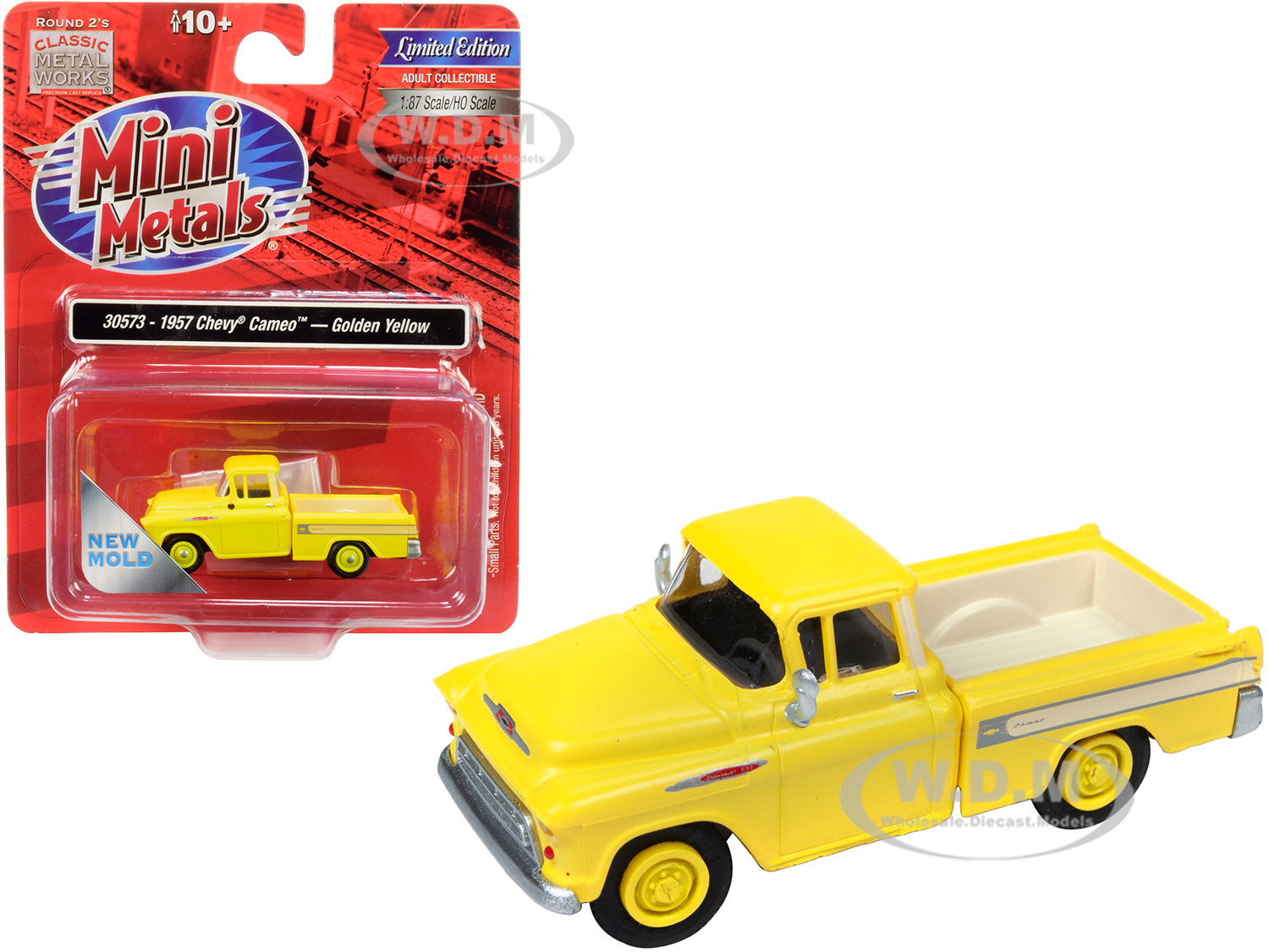 1957 Chevrolet Cameo Pickup Truck Golden Yellow 1/87 (ho) Scale Model Car By Classic Metal Works