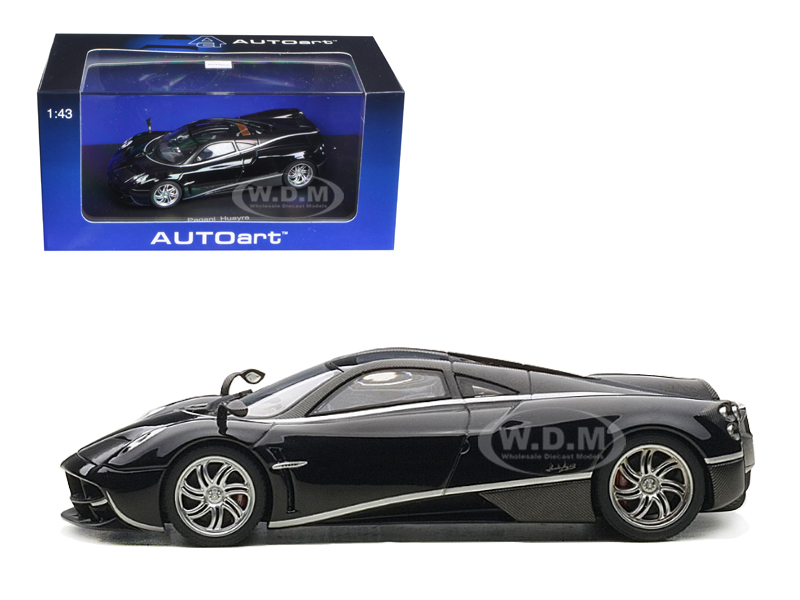 Pagani Huayra Black with Silver Stripes 1/43 Diecast Model Car by Autoart