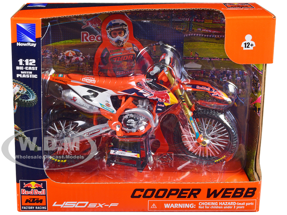 KTM 450 SX-F Motorcycle 2 Cooper Webb "Red Bull KTM Factory Racing" 1/12 Diecast Model by New Ray