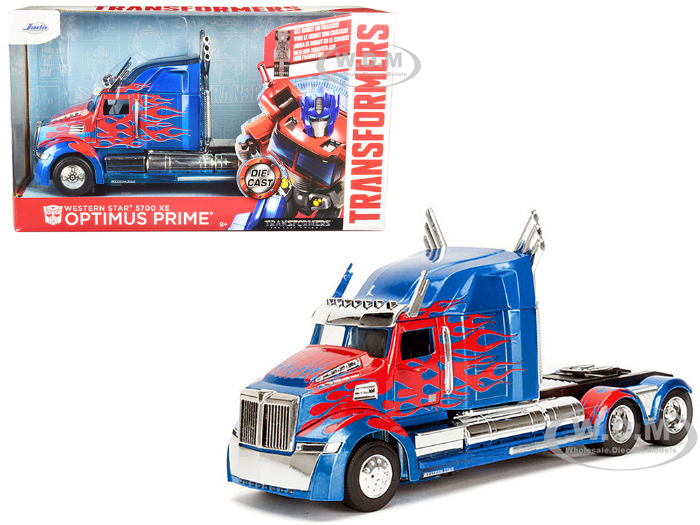 Western Star 5700 XE Phantom Optimus Prime with Robot on Chassis Transformers 5 (2017) Movie Hollywood Rides Series 1/24 Diecast Model by Jada