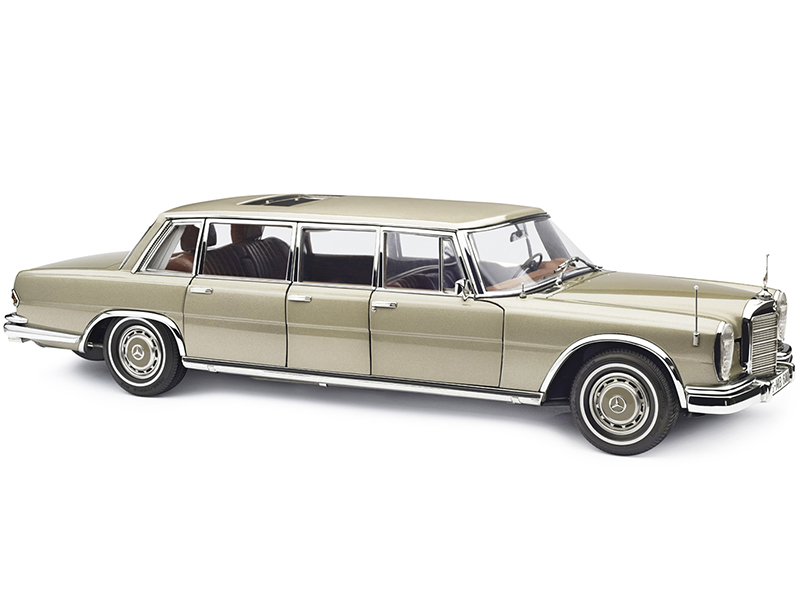 Image of 1963-1981 Mercedes Benz 600 Pullman (W100) Limousine with Sunroof Champagne Gold 1/18 Diecast Model Car by CMC