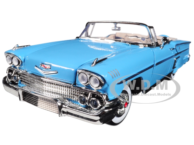 1958 Chevrolet Impala Convertible Light Blue "Timeless Classics" 1/18 Diecast Model Car by Motormax