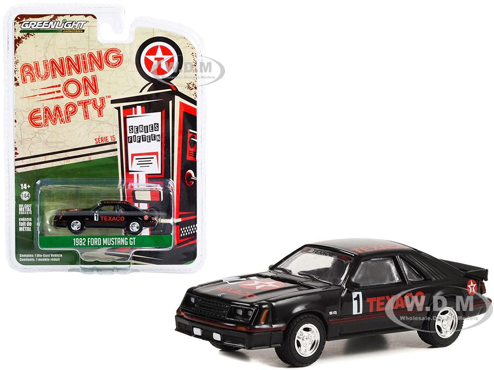 1982 Ford Mustang GT 1 Black "Texaco" "Running on Empty" Series 15 1/64 Diecast Model Car by Greenlight