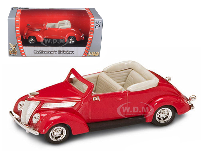 1937 Ford V8 Convertible Red 1/43 Diecast Car by Road Signature