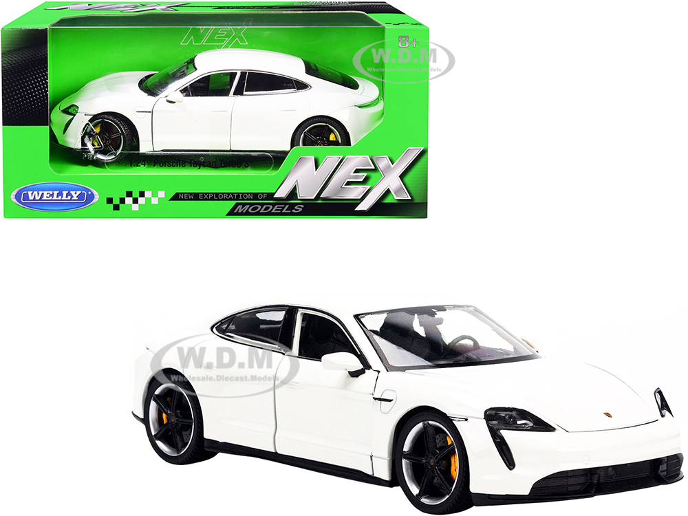 Porsche Taycan Turbo S White NEX Models 1/24 Diecast Model Car by Welly