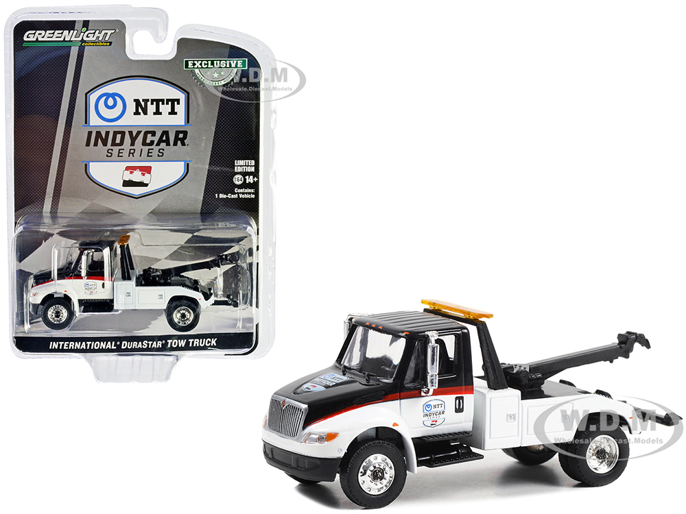 International Durastar 4400 Tow Truck Black and White "NTT IndyCar Series" (2023) "Hobby Exclusive" Series 1/64 Diecast Model Car by Greenlight