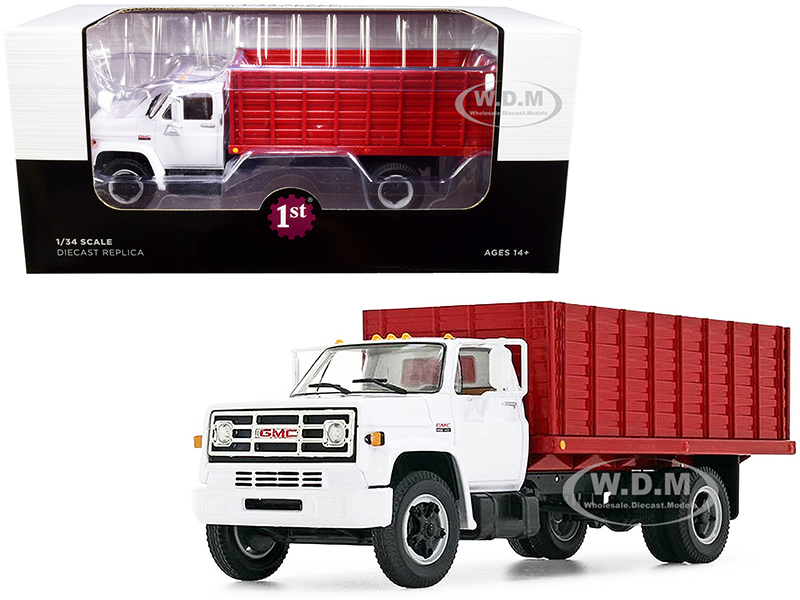 Image of GMC 6500 Grain Truck White and Red 1/34 Diecast Model by First Gear