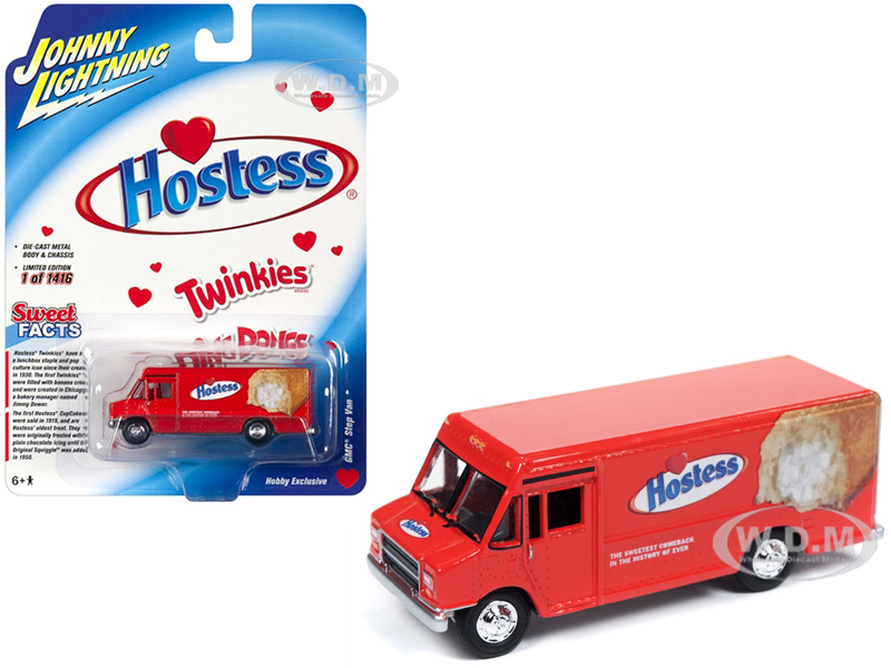 1990 Gmc Delivery Step Van "hostess" Red Limited Edition To 1416 Pieces Worldwide 1/87 (ho) Scale Diecast Model By Johnny Lightning