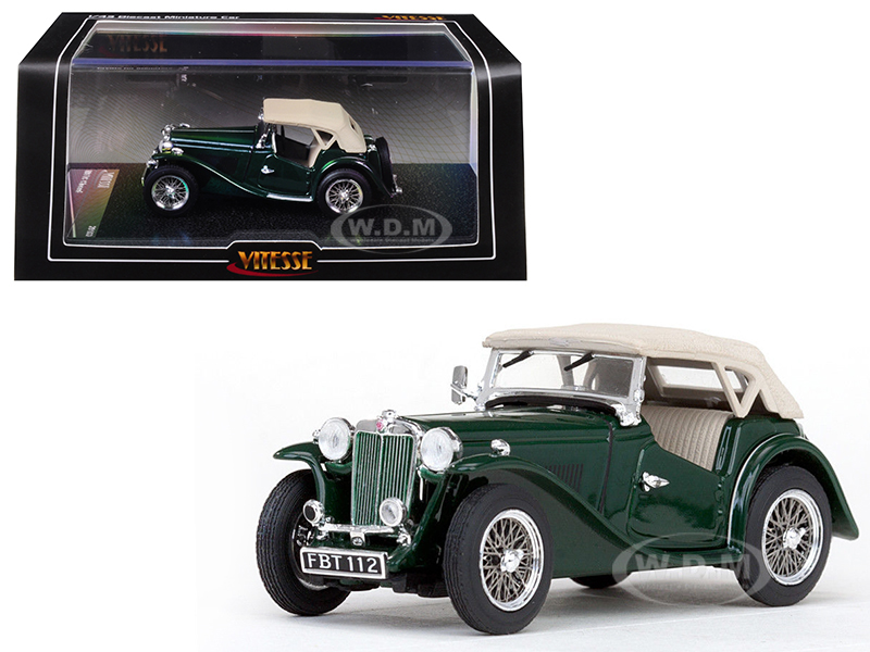 Mgtc Mg Closed Top Shire Green With Cream Top 1/43 Diecast Model Car By Vitesse