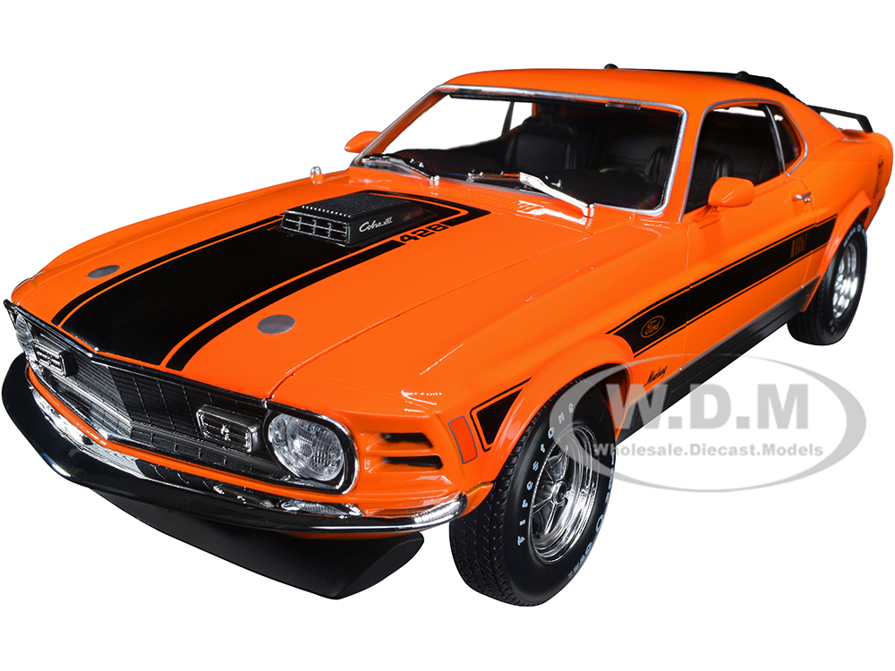 1970 Ford Mustang Mach 1 428 Twister Special Orange with Black Stripes Special Edition 1/18 Diecast Model Car by Maisto