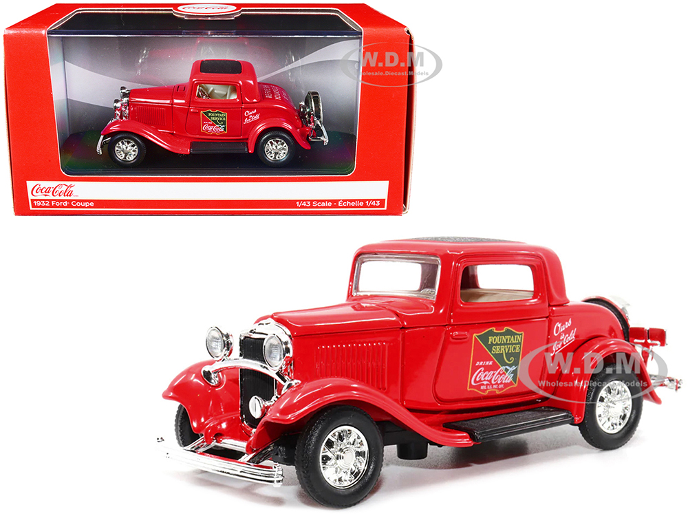 1932 Ford Coupe "Coca-Cola" Red with Black Top 1/43 Diecast Model Car by Motor City Classics